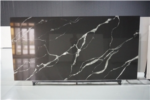 Black Quartz Calacatta Slab