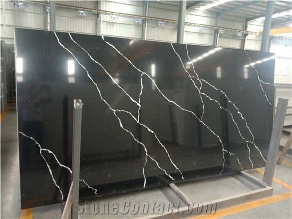 Black Quartz Calacatta Slab