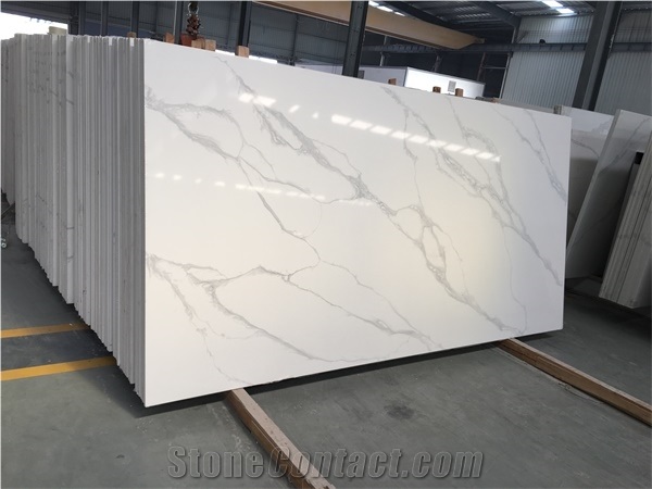 Bookmatch Calacatta Quartz Kitchen Slabs 2020 New
