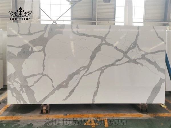 Caesarstone Big Pattern White Calacatta Quartz Slab