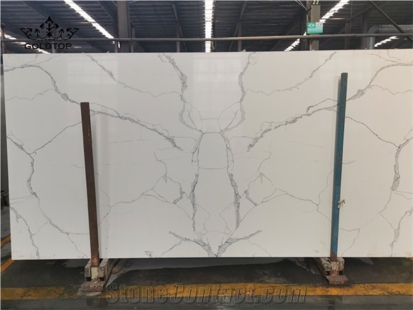 Caesarstone Big Pattern White Calacatta Quartz Slab
