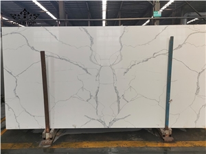 Caesarstone Big Pattern White Calacatta Quartz Slab
