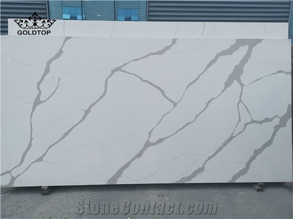 Caesarstone Big Pattern White Calacatta Quartz Slab
