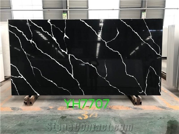 Caesarstone Black Clacatta Quartz Slab Polished