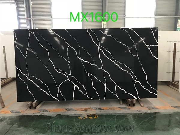 Caesarstone Black Clacatta Quartz Slab Polished