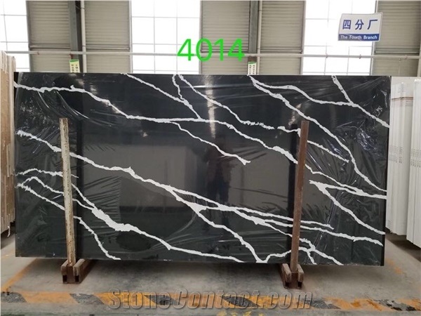 Caesarstone Black Clacatta Quartz Slab Polished
