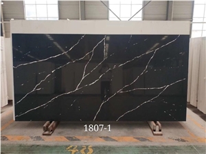 Caesarstone Black Clacatta Quartz Slab Polished