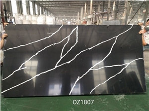 Caesarstone Black Clacatta Quartz Slab Polished