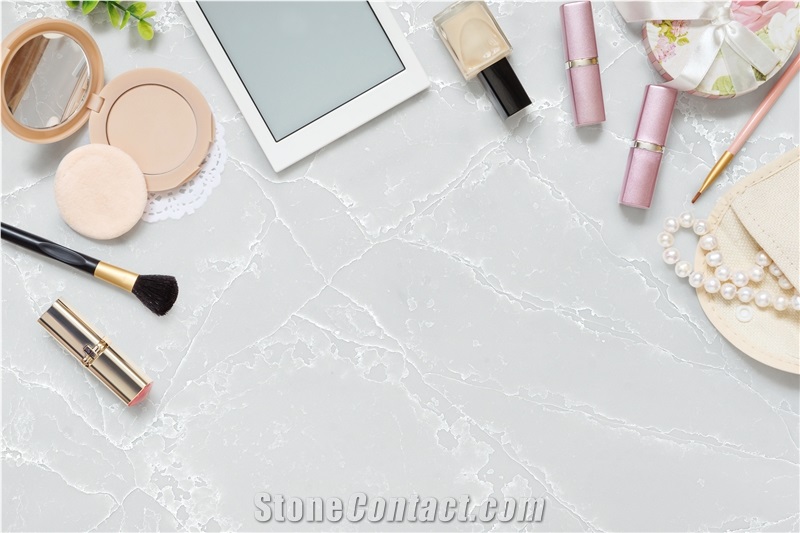 Caesarstone Light Grey Calacatta Quartz Stone Slab