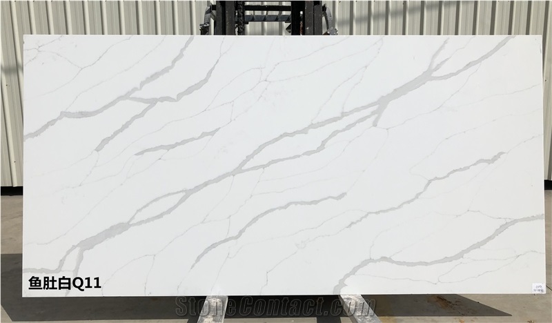Calacatta White Quartz Stone for Bathroom Counter Top