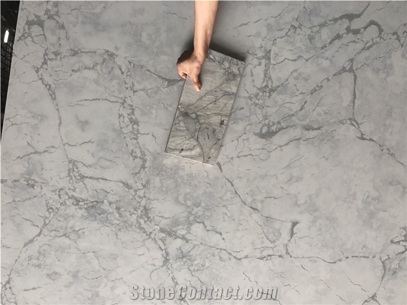 Calacatta White Quartz Stone for Bathroom Counter Top