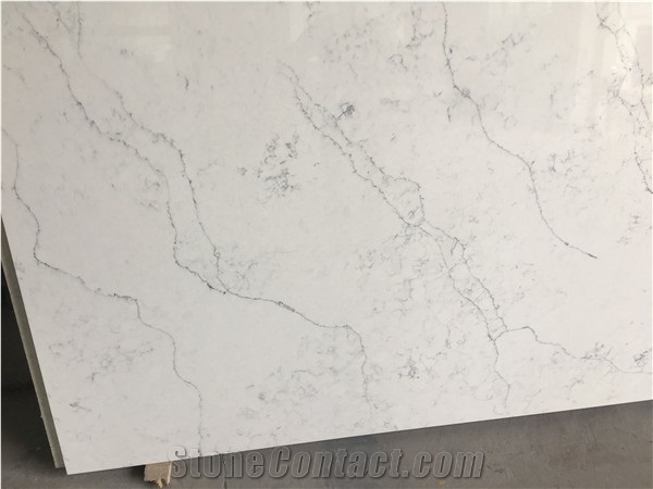 Calacatta White Quartz Stone for Bathroom Counter Top