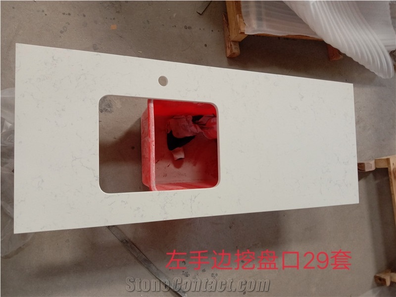 Carrara White Quartz Kitchen Countertops