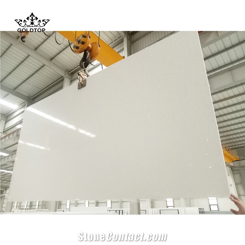 Ceasarstone Sparkle White Quartz Slabs Tiles