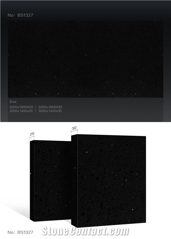 China Black Color Quartz Stone Slabs