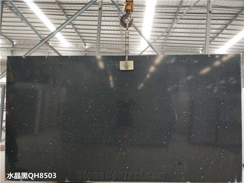 Crystal Blacak Artificial Quartz Stone Slabs