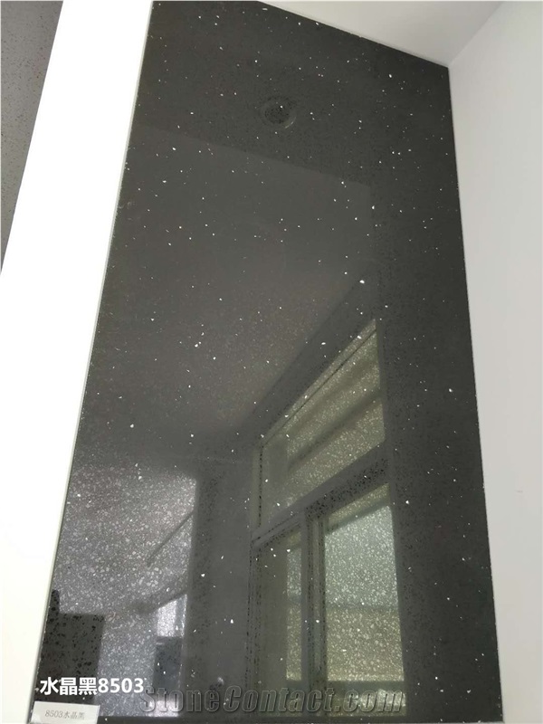 Crystal Blacak Artificial Quartz Stone Slabs