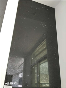Crystal Blacak Artificial Quartz Stone Slabs