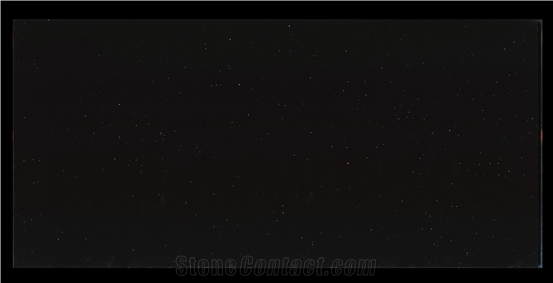 Crystal Black Galaxy Quartz Kitchen Slabs