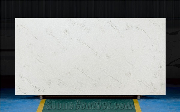 Engineered White Calacatta Quartz Stone Slab