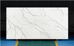 Engineered White Calacatta Quartz Stone Slab