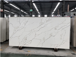 Engineered White Calacatta Quartz Stone Slab