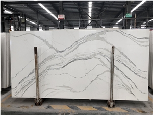 Engineered White Calacatta Quartz Stone Slab