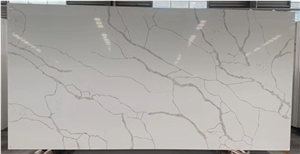 Engineered White Calacatta Quartz Stone Slab