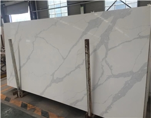 Engineered White Calacatta Quartz Stone Slab
