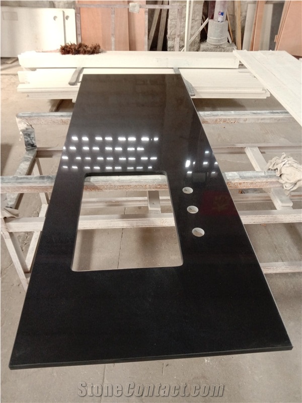 Goldtop Pure Black Quartz Countertops