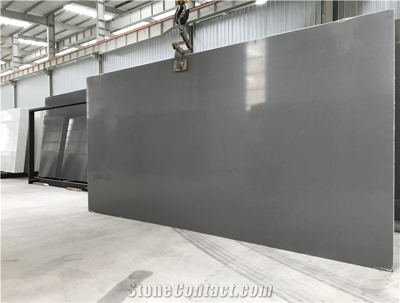 Grain Grey Quartz Slabs for Kitchen Countertop
