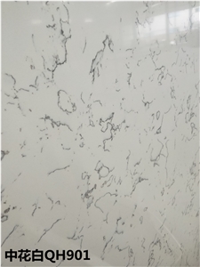 High Quality Made Calacatta White Quartz Slabs