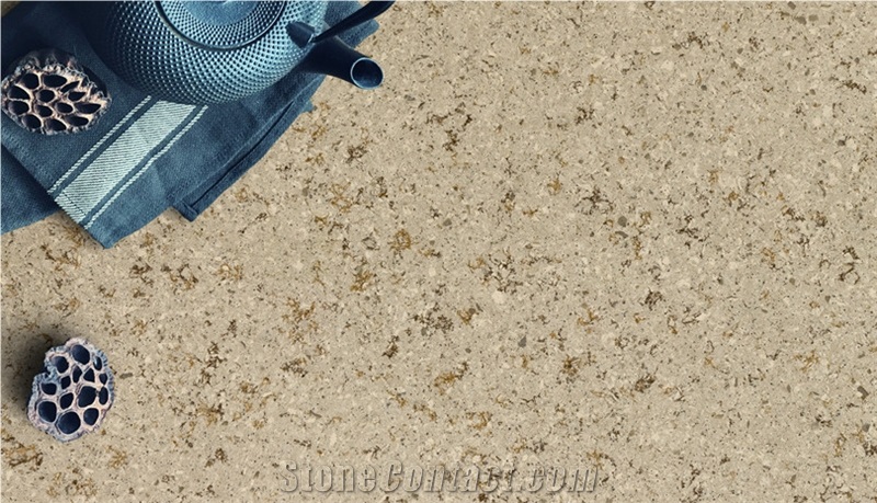Light Brown Calacatta Quartz Slabs for Kitchen Top
