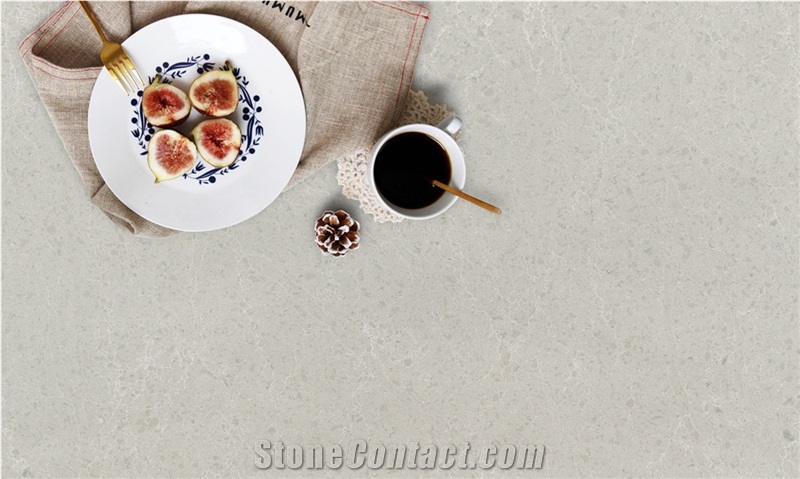 Light Grey Calacatta Quartz Kitchen Slabs