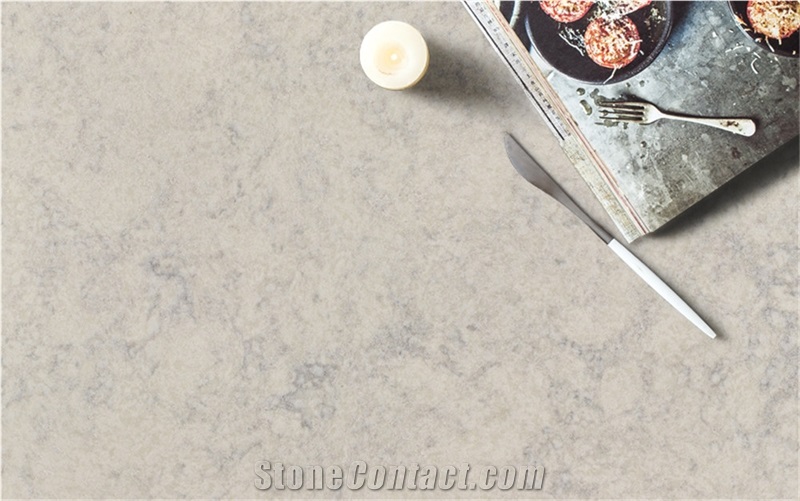 Light Grey Calacatta Quartz Slabs for Kitchen Top