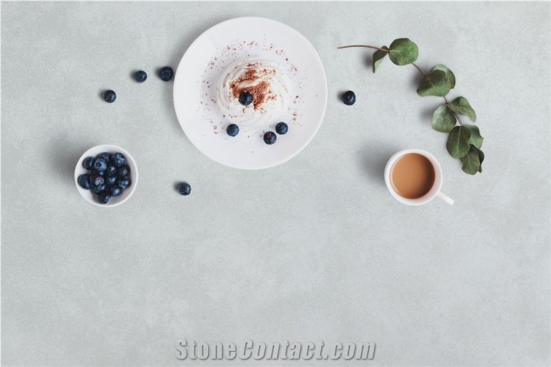 Light Grey Polished Quartz Stone Slabs for Kitchen