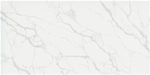 Polished White Vein Carrara Quartz Bathroom Slab