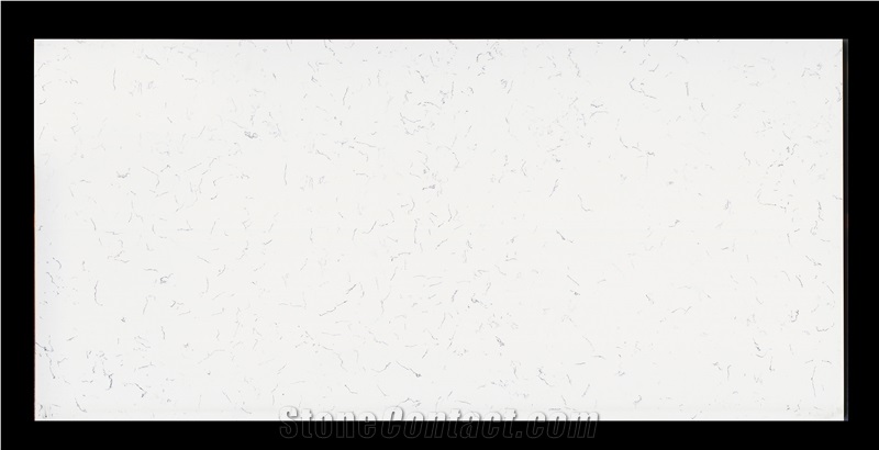 Polished White Vein Carrara Quartz Bathroom Slab