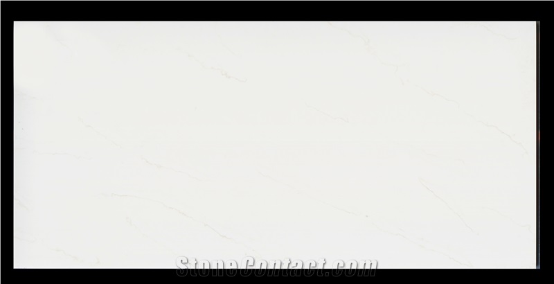 Polished White Vein Carrara Quartz Bathroom Slab