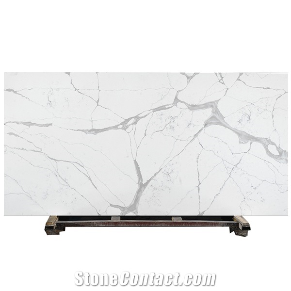 Quartz Stone White Calacatta Quartz Slabs Tiles