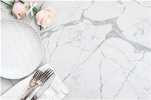 Quartz Stone White Calacatta Quartz Slabs Tiles