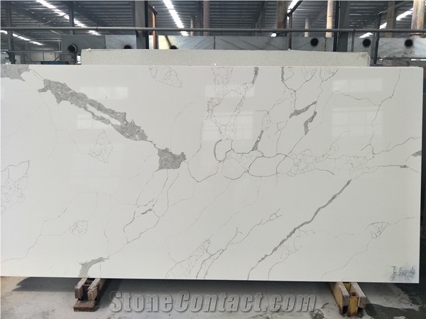 White Calacatta Quartz Bathroom Slabs
