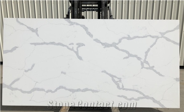White Calacatta Quartz Slab Artificial Stone