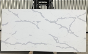White Calacatta Quartz Slab Artificial Stone