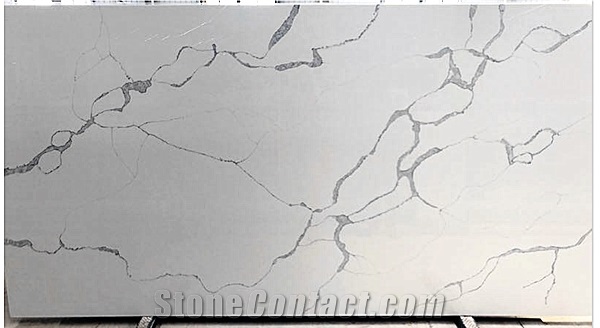 White Calacatta Quartz Slab Artificial Stone