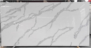 White Calacatta Quartz Slab Artificial Stone