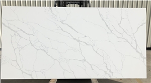 White Calacatta Quartz Slab Artificial Stone