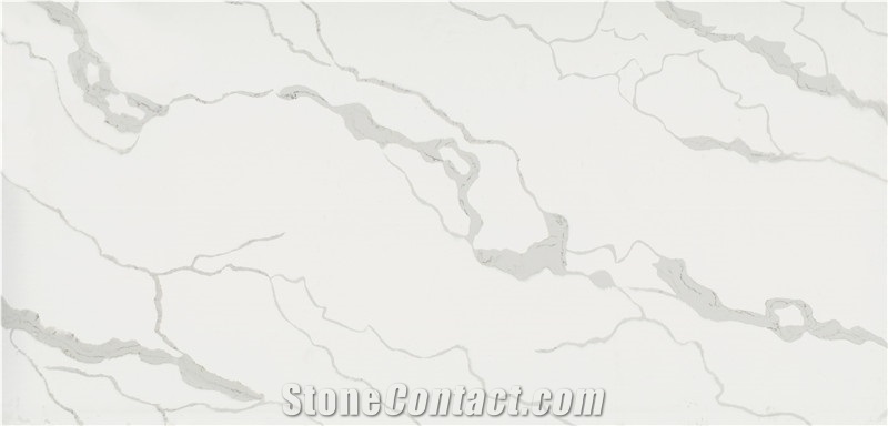 White Calacatta Quartz Slabs for Bathroom