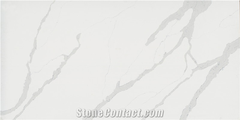 White Calacatta Quartz Slabs for Bathroom