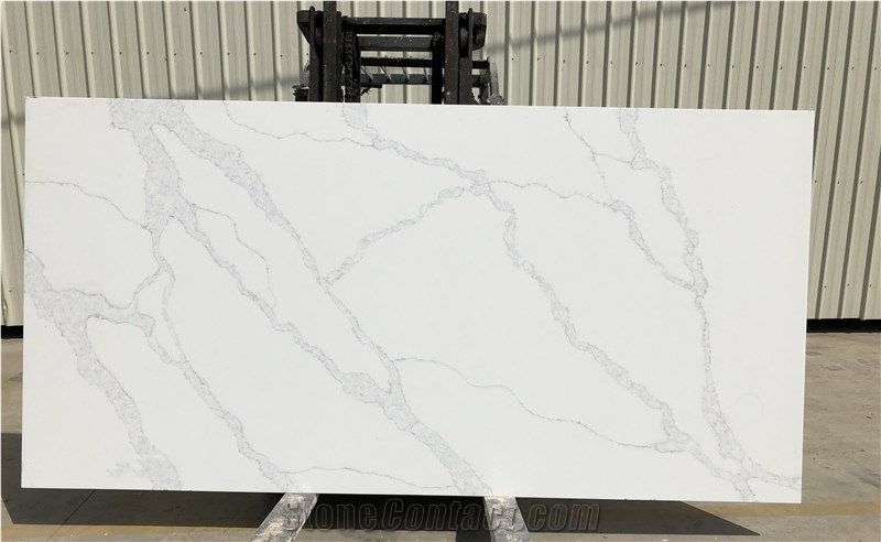 White Calacatta Quartz Slabs for Bathroom